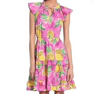 Donna Morgan Purple Dress with Lemon Print | size 8 |